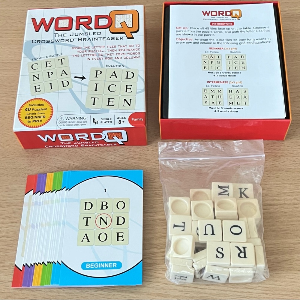 WordQ Jumbled Crossword Game Solo Player Unscramble Brainteaser Challenge 8+